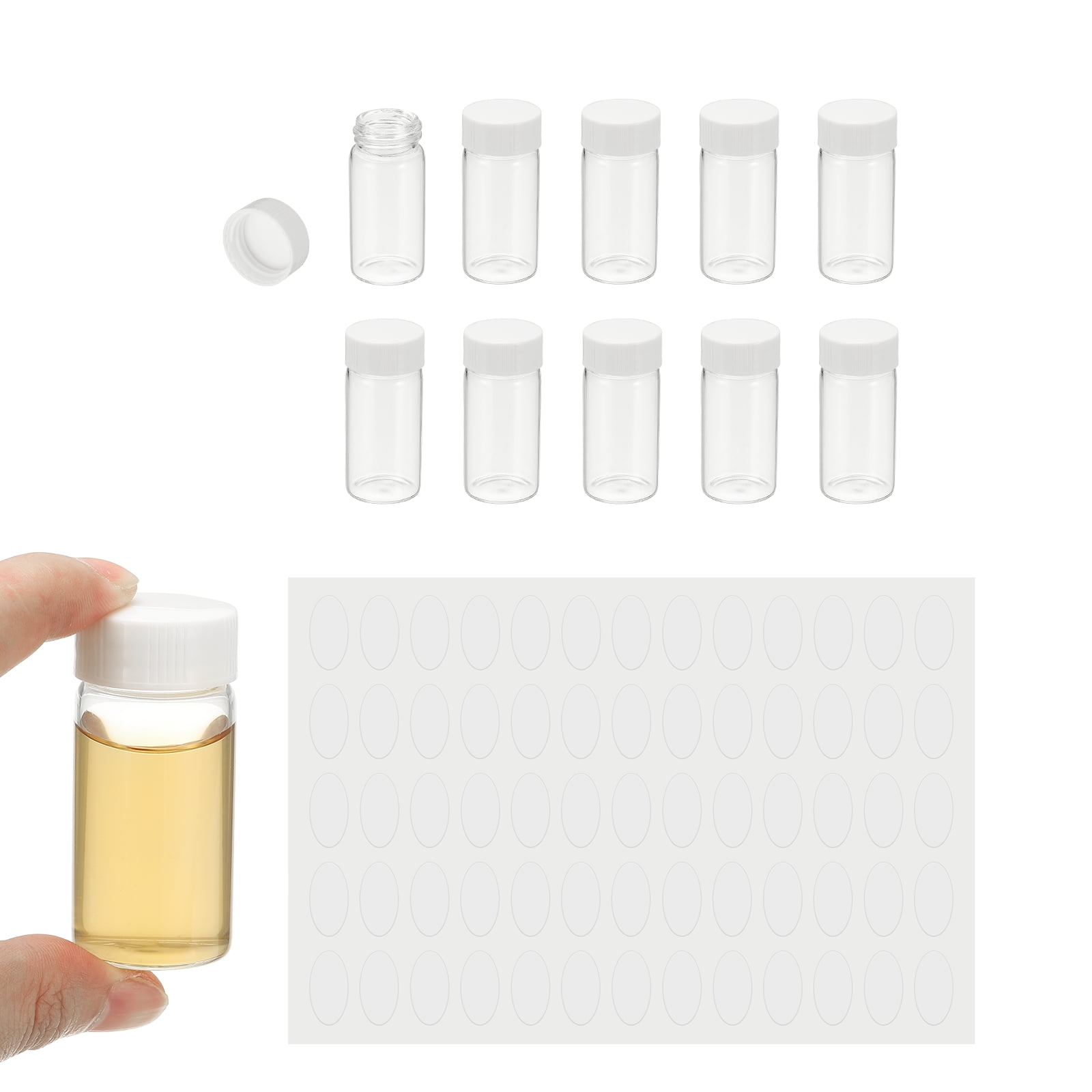 20ml Clear Glass Vials, 10Pcs Sample Vials with Screw Cap Reagent Media ...