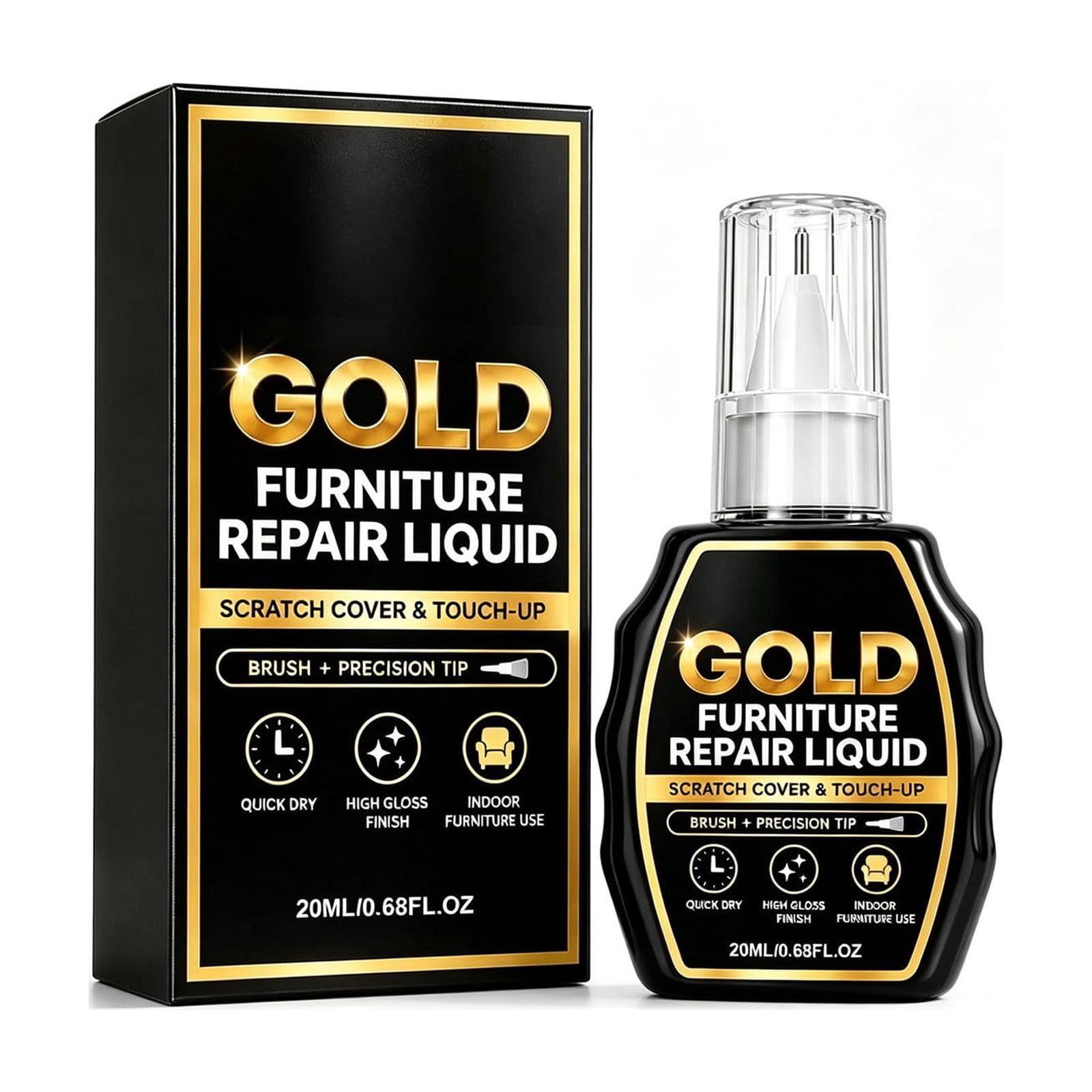 20ml Gold Metal Repair Touch Up Paint Liquid Brush Dual Tip for Car ...