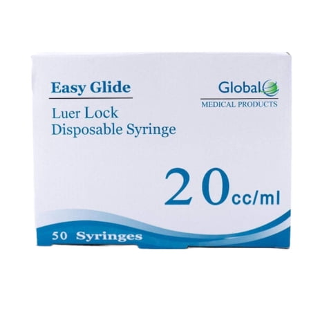 20ml Syringe Only with Luer Lock Tip - 10 Syringes Without a Needle by Easy Glide - Great for Medicine, Feeding Tubes, and Home Care