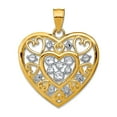 thumbnail image 1 of 20mm 14k Two-tone Gold Love Heart Cut-out Filigree and White Accent Pendant Necklace Pendant for Women, 1 of 2