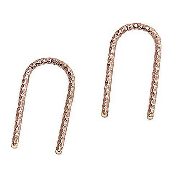 20mm 18 GA Upside Down Arc Earring U Shaped Rose Gold Filled Open Hoop Teardrop Threader Staple Ear Drop Hook Earrings (20mm | 18 gauge, 14K Rose Gold Filled | Sparkle wire)