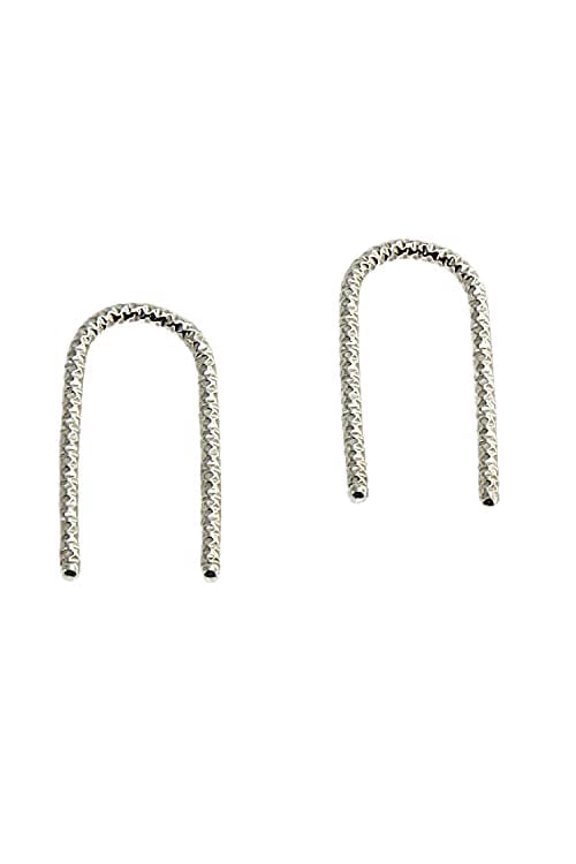 20 mm 18 GA Upside Down Arc Earring U Shaped Sterling Silver Open Hoop Threader Staple Ear Drop Hook Earrings Sparkle Wire