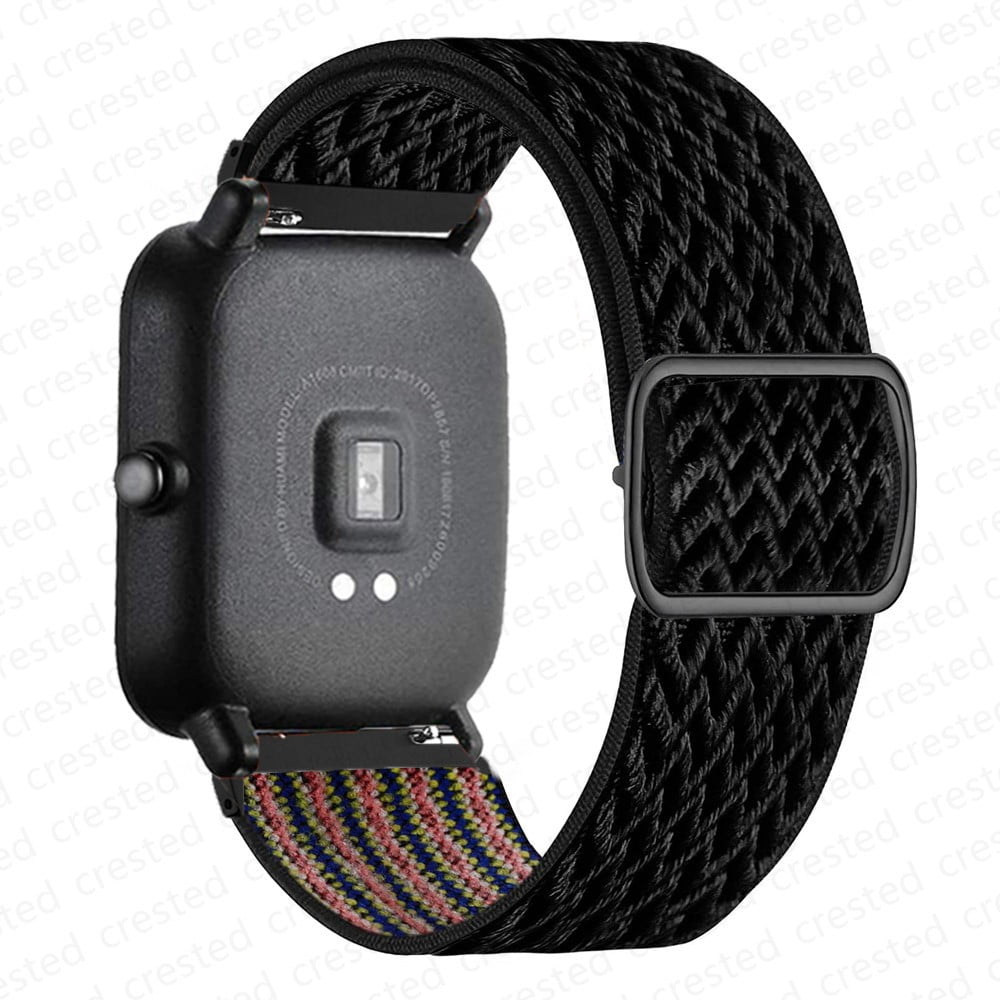 SMYAOSI Cinturino per Amazfit Stratos 3, 22mm Nylon Cinturino per Amazfit Pace/Amazfit Stratos/2/2S/3/Amazfit GTR 47mm/ GTR 2/GTR 2e, Huawei GT 2 46mm,Galaxy Watch 3 45mm,Forerunner 745 (Nero