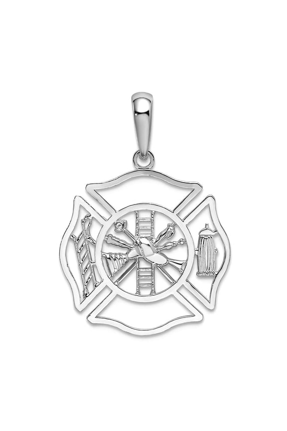 20mm 925 Sterling Silver Polished Cut-out Fireman Shield Pendant Necklace Pendant for Women