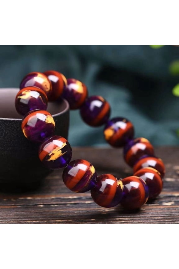 20mm Amber Style Bead Bracelet Round Mala Single Loop Couple Jewelry Unisex Buddhist Inspired Meditation Wrist Accessory