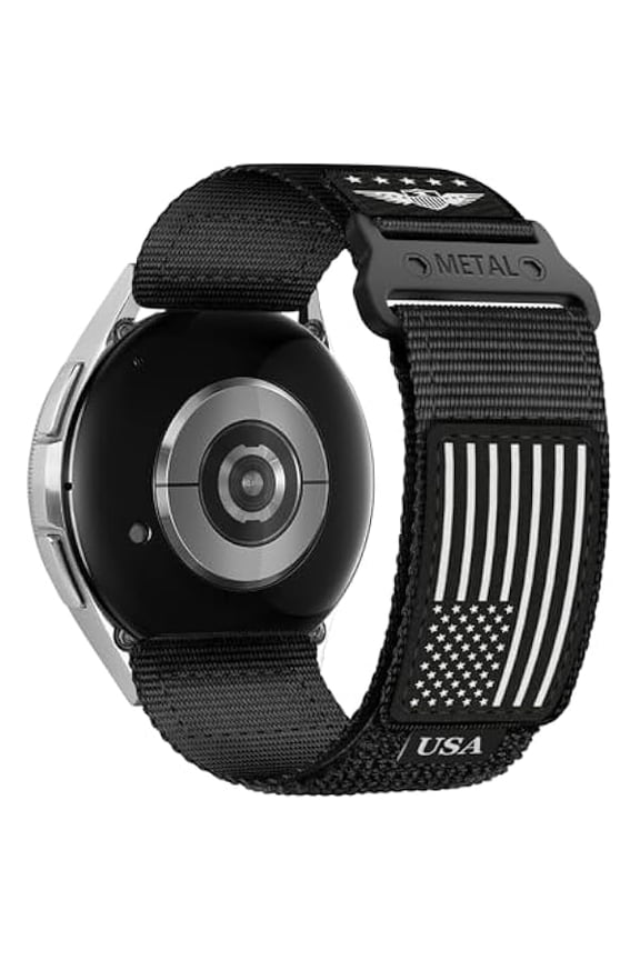 20mm Band Compatible with Samsung Galaxy Watch 7 6 5 4 FE Band 44mm 40mm/Watch 6 4 Classic 47mm 43mm 42mm 46mm/5 Pro 45mm/3 41mm/Active 2 Men,Fabric Nylon Strap for Garmin Vivoactive 5 3/Venu,L