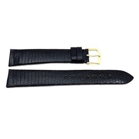 20mm Black Genuine Java Lizard Men's Long Watch Strap