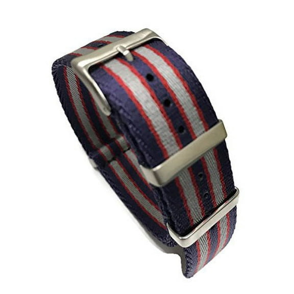 20mm Blue Red Silver Omega Style Premium Heavy Duty Military Nylon Strap Replacement Watch Band Brush Buckle Fit Rolex Luminox Seiko Timex Apple Watch Samsung Gear