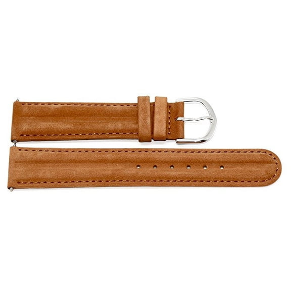 20mm Brown Padded Distressed Suede Leather Watch Band Strap