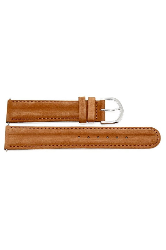 20mm Brown Padded Distressed Suede Leather Watch Band Strap