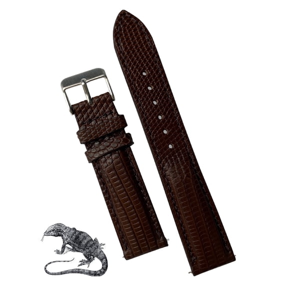 20mm Dark Brown Lizard Leather Watch Bands Men Handmade Replacement Quick Release Wrist Watch Straps Vintage Extra Soft Exotic Leather Strap Design Luxury Gift For Father’s Day