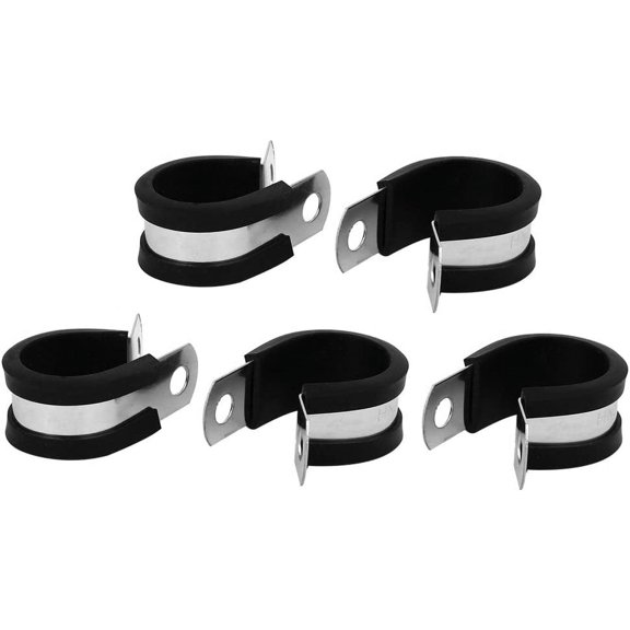 20mm Dia Clamps EPDM Rubber Lined P Clips Cable Hose Pipe Clamps Strap Clamps Holder 5pcs