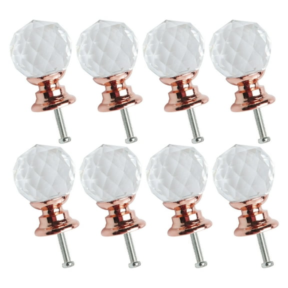20mm Dia Crystal Knobs Dresser Door Knobs Pull Handle for Home Office Furniture Cupboard Decorative Rose Gold Color 8pcs