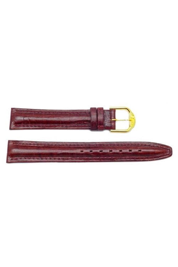 20mm Genuine Leather Textured Padded Burgundy Watch Band