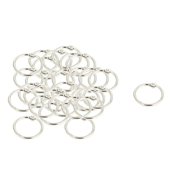 20mm Inner Dia Metal Hinged Book Memo Binder Loose Leaf Ring Silver Tone 30Pcs