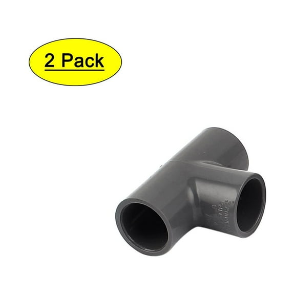 20mm Inner Dia T Shape 3 Way Water Pipe Tube Fitting Connector Gray 2Pcs