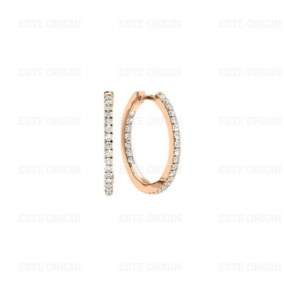 20mm Inside-Out Pavé Moissanite Hoop Earrings – Elegant 14K Rose Gold Hoops with Brilliant Shine