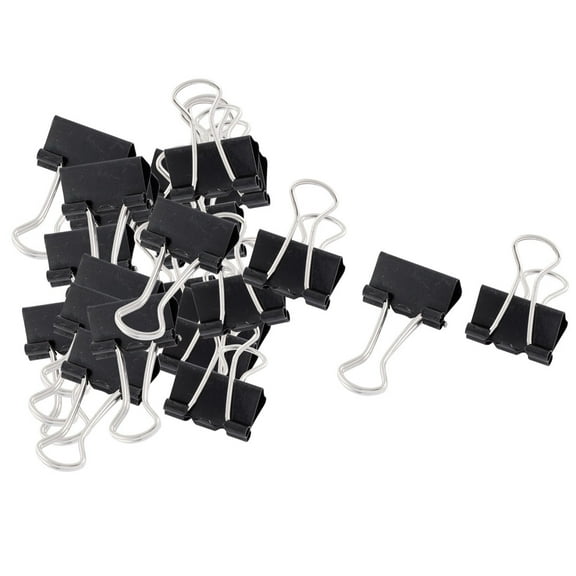 20mm Metal Binder Paper Clip Desk Document for Home Office 24 Pcs Black