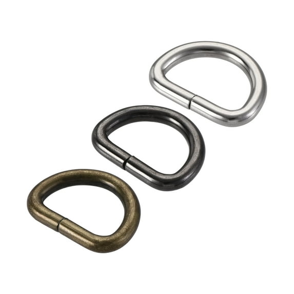 20mm Metal D Rings Buckle Electroplated 3 Color (Total 15 Pack)