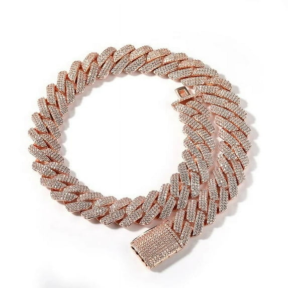 20mm Miami Prong Cuban Chain Necklace 3 Rows Micro Pave Iced Out Round Cubic Zirconia Link Fashion Hip Hop Jewelry for Gift SH
