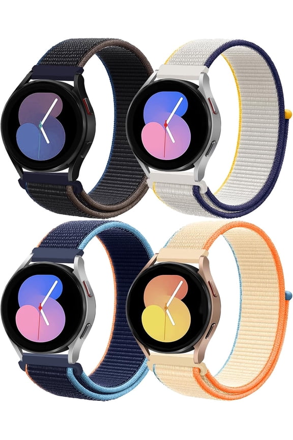 20mm Nylon Band for Samsung Galaxy Watch 7 6 5 4 FE 40mm 44mm/galaxy 6/4 classic 47mm 43mm/46mm 42mm/Watch 5 pro 45mm/3 41mm/Active 2 Men/Women,Sport Loop Strap for Garmin vivoactive 3/Forerunner 645