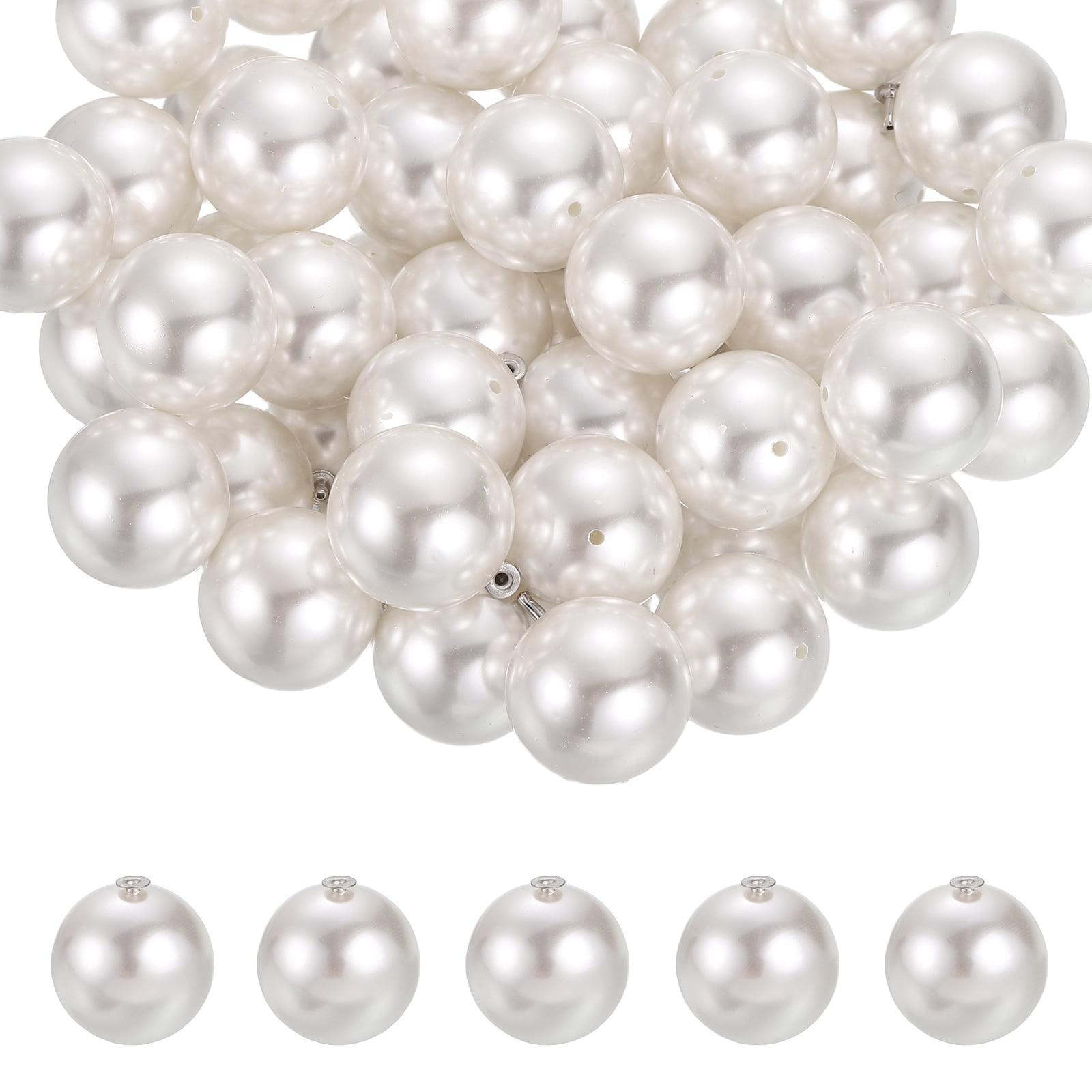 20mm Pearl Rivet Studs, 60 Pcs Leather Rivets Pearl Rivet Buttons Spikes for Leather Crafting for Decor Repair DIY Clothing Belts Bags Shoes, White