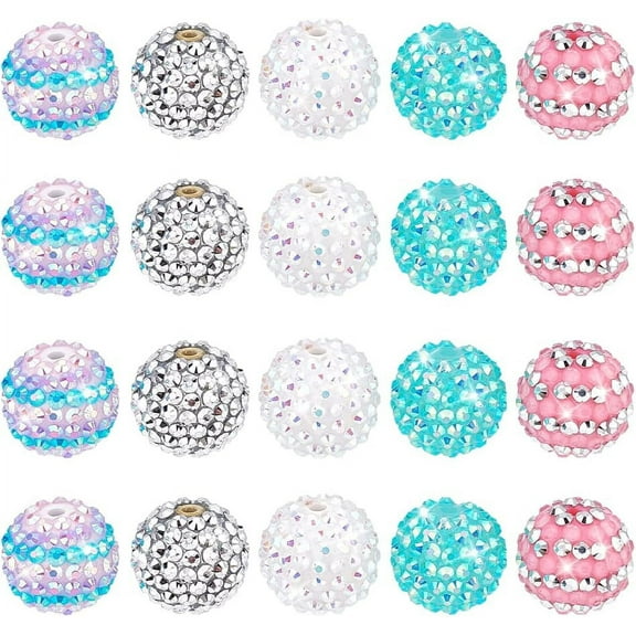20mm Pen Beads 20pcs Resin Rhinestone Beads Chunk Beads Bubblegum Beads Acrylic Focal Beads Large Loose Beads