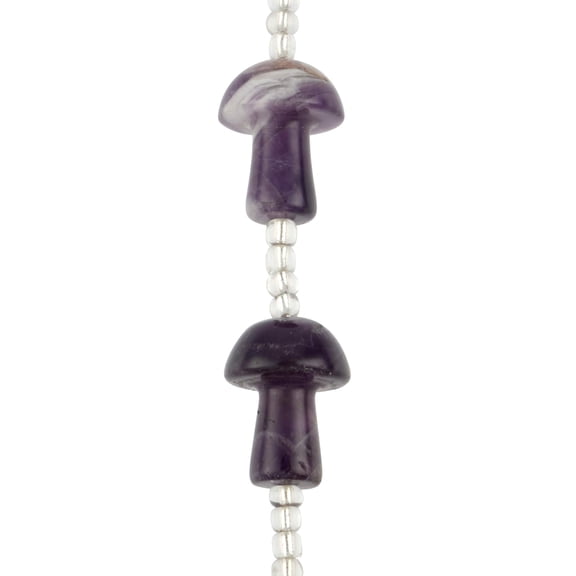Bead Landing 20mm Purple Amethyst Mushroom Beads - Includes Glass Spacer Beads for DIY Necklaces, Bracelets, Earrings & Crafts, 6 Pack