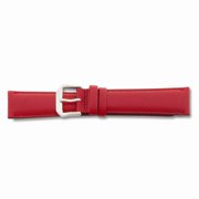 20mm Red Smooth Leather Gold-tone Buckle Watch Band