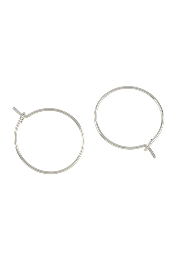 20mm Rhodium Ear Wire Beading Hoops - Nickel-Free Brass Earring Hoops for DIY Jewelry, Beaded & Dangle Earrings, 12 Pack