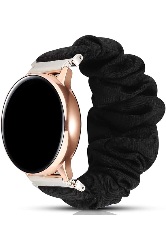 20mm Scrunchie Watch Band Compatible with Samsung Galaxy watch 42mm,Soft classic pattern Replacement Wristbands for Samsung Galaxy Watch Active/Active 2 (Black)