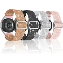 20mm Shiny Stretchy Nylon Watch Bands Compatible for Samsung Galaxy Watch 6 5 4 44 40mm/Watch 5 Pro 45mm/ Watch 6 Classic 43 47mm/Watch 4 Classic 46 42mm,Adjustable Elastic Braided Sport Women Strap