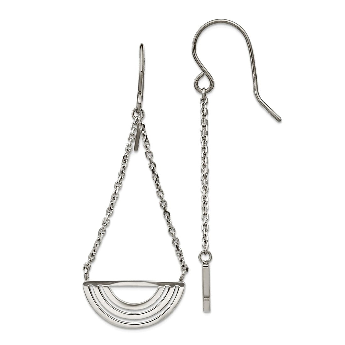 Stainless Steel Polished Dangle Shepherd Hook Earrings 54.75x20mm Wide Dangle Earring for Women