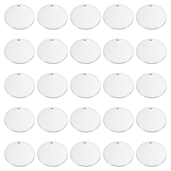 20mm Steel Disc, 50pcs Metal Stamping Blanks Tags Circle Stainless Steel Metal Plate for Laser Engraving, Silver Tone