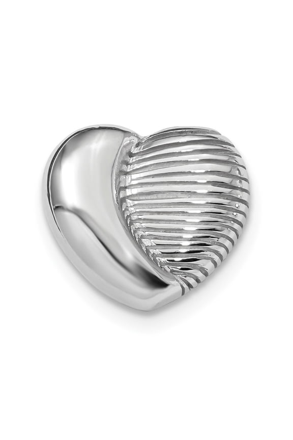 20mm Sterling Silver Rhodium-plated Heart Chain Slide - 4.2 Grams