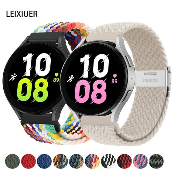 20mm Stretchy Nylon Watch Bands for Samsung Galaxy Watch 5/pro/4 40mm 44mm/Classic 42mm 46mm/Galaxy Watch 3 41mm/Active 2 40 44mm, Stretchy Adjustable Elastic Nylon Woven Loop Wristband
