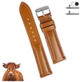 thumbnail image 1 of 20mm Tan Brown Leather Watch Band Men Quick Release Replacement Strap Soft Handmade Wristband Stainless Steel Buckle, Vintage Gift for Father's Day Dad Son Husband DH-202-20MM, 1 of 7