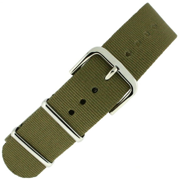 20mm Watch Band Nylon One Piece Military Sport Green Stainless Buckle
