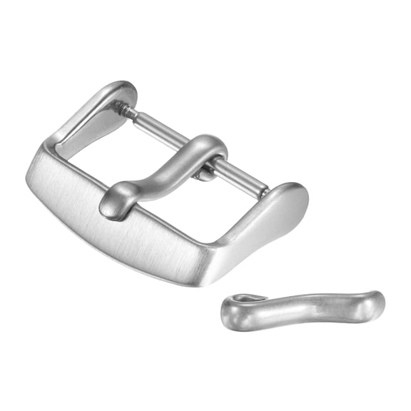 20mm Watch Band Replacement Buckle Stainless Steel Watch Strap Clasp Brushed PVD Buckles with 2pcs Tongue, Silver