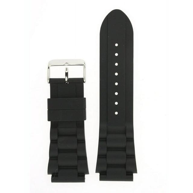 20mm Watch Band Silicon Rubber Black Strap Waterproof Stainless Buckle