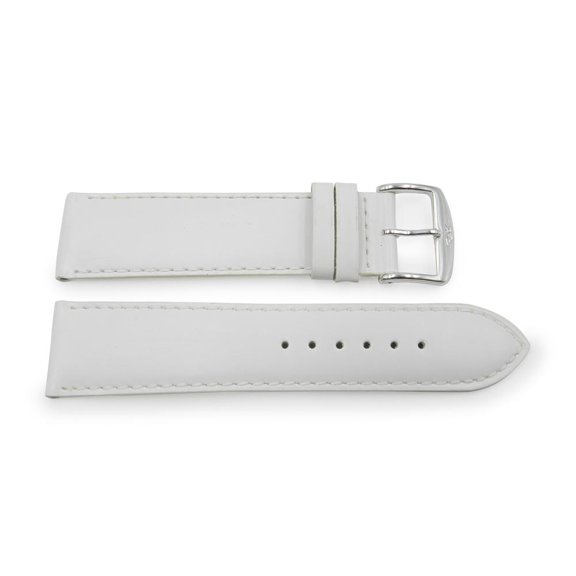 20mm White Genuine Leather Shiny Dress Elegant Watch Band