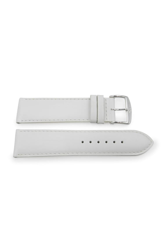 20mm White Genuine Leather Shiny Dress Elegant Watch Band