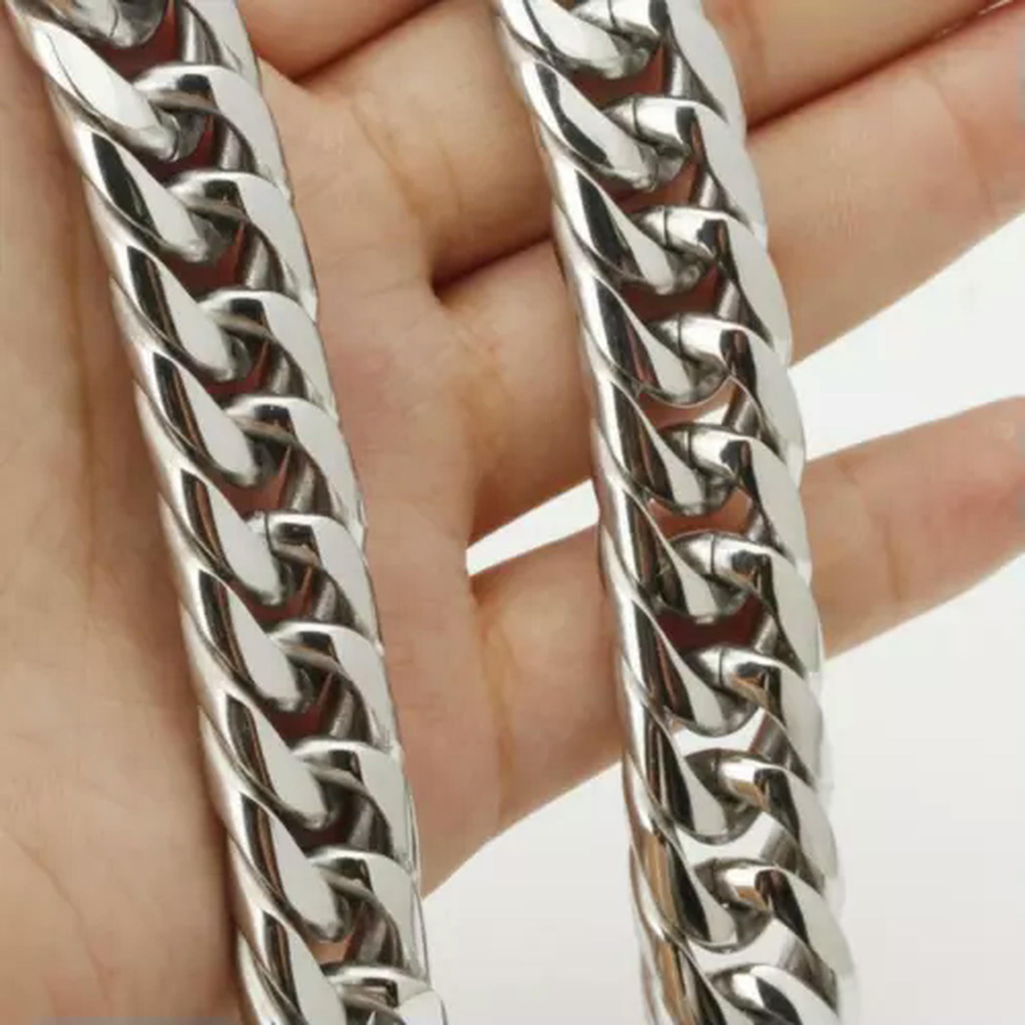 20mm Wide Silver 316L Stainless Steel Curb Cuban Link Chain