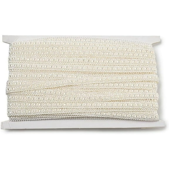20ms 20 Yards 0.37 Inch/ 9.5mm Beige Trim Woven Braid Ribbon Ivory Basic Gimp Polyester Uolstery Edging Trimming Ribbon for Sewing Making Craft Gift Wrapping DIY Christmas Decor Supply 20ms White