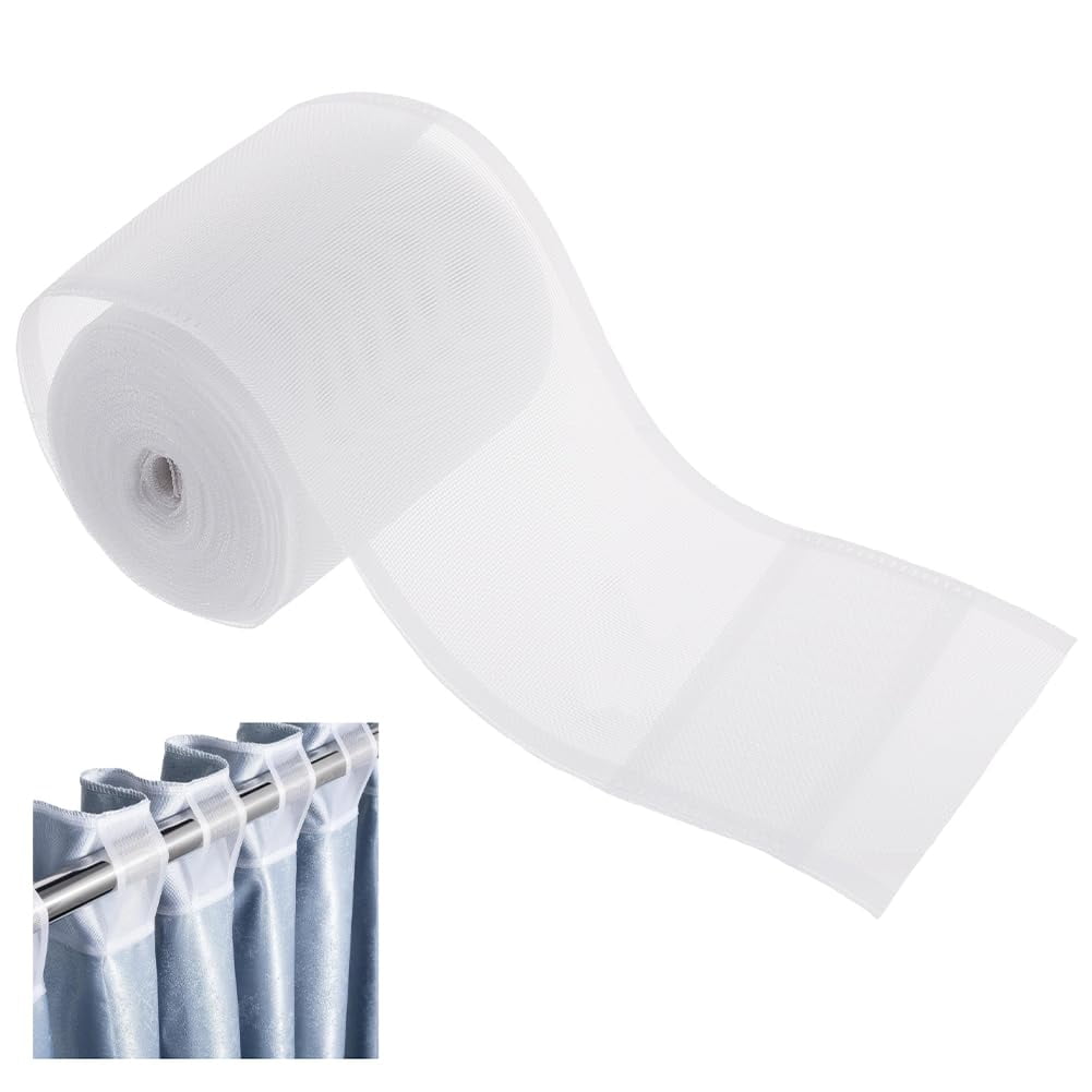 20ms 21.87 Yards Curtain Pleat Tape 4 inch Translucent Wave Curtain Tape Ripple Fold Tape White Nylon Sewing Tape Curtain Accessory for Curtain Home Decor Projects White