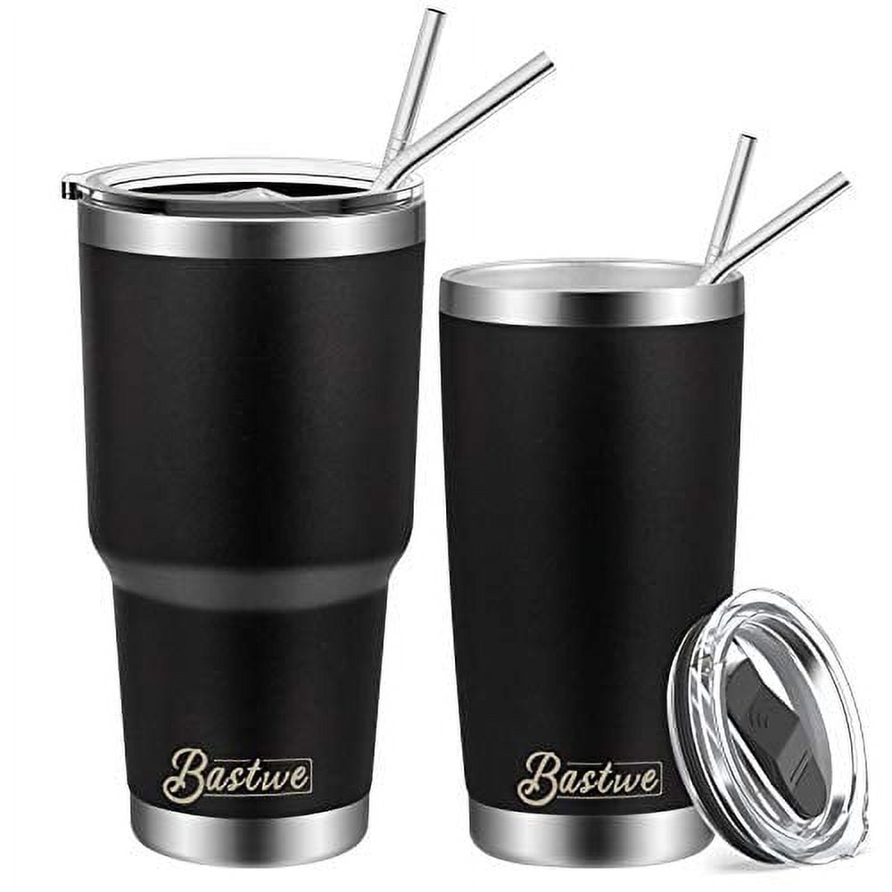 EPIC Stainless Steel Travel Tumbler 6-Piece Set, 30 oz - Double Wall Vacuum  Insulated Cup - Thermal Large Coffee Mug - Compare to Yeti - Tumbler Cup  Bundle with 2 Lids 2 Stainless Steel Straws 1 Brush 
