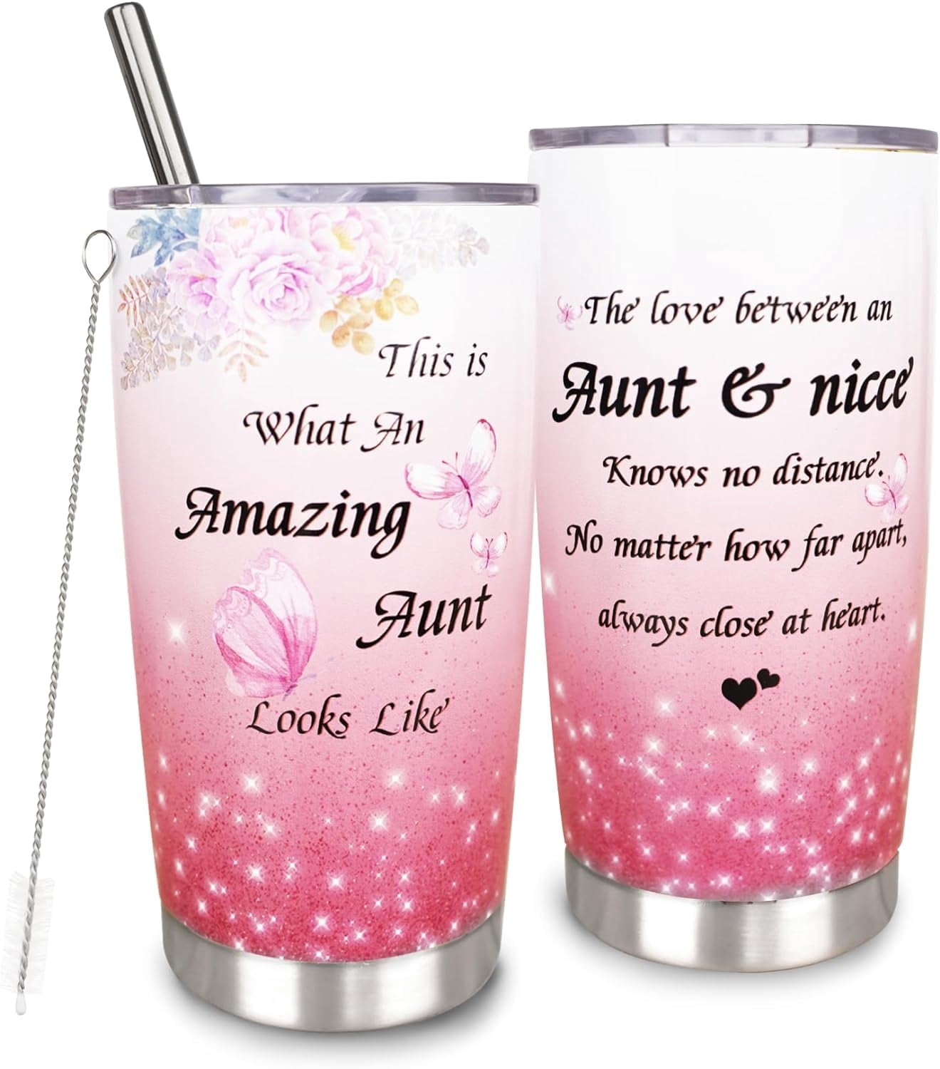 20oz Aunt Tumbler With Straw and Lid, Best Aunt Ever Tumbler Coffee Mug ...