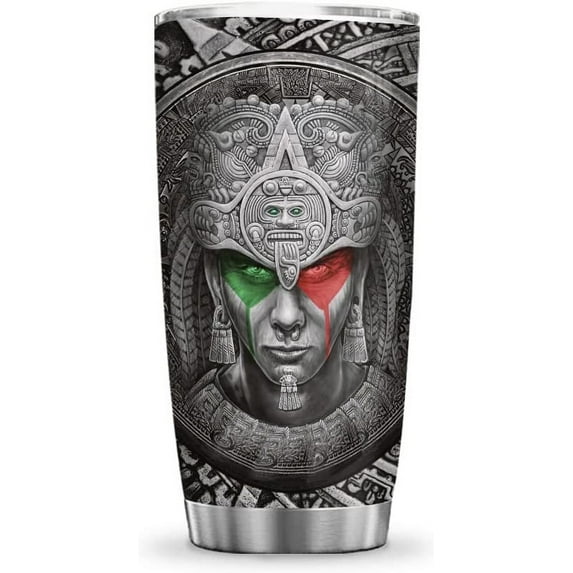 20oz Aztec Warrior Mexico Gifts For Dad Husband From Daughter Son - Birthday Fathers Day - Anniversary for Him Tumbler Cup with Lid, Double Wall Vacuum Insulated Travel Coffee Mug