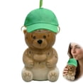 thumbnail image 1 of 20oz Bear Shaped Glass Tumbler with Straw and Lid for Iced Coffee, Clear Boba Cup, 1 of 7