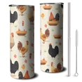 thumbnail image 1 of 20oz Beige Chicken Cartoon Pattern Skinny Tumblers Stainless Steel Tumbler with Lid and Straw,Vacuum Insulated Double Wall Travel Tumbler Cups with Cleaning Brush for Coffee,Tea, 1 of 6